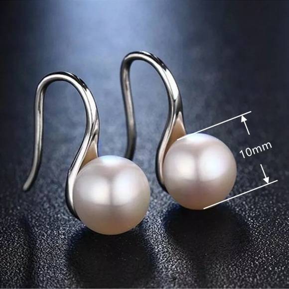 925 Silver Drop Earrings for Women White Pearl - Picture 4 of 4